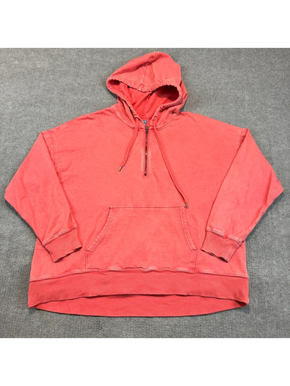 Aerie Women's Coral Pink Boxy Cropped Hoodie Size M Half-Zip Pullover Sweatshirt